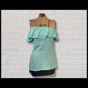 Lily Pulitzer Teal Ruffle Off the shoulder Top.